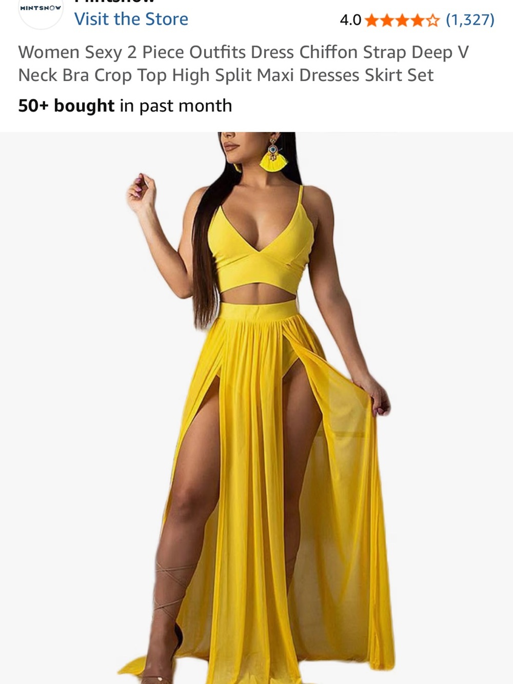 Women’s Yellow High-Slit Maxi Skirt -